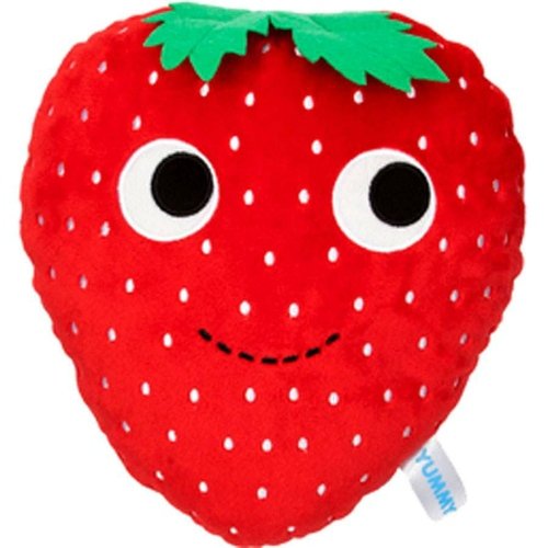 Yummy Breakfast Strawberry Plush figure by Heidi Kenney, produced by Kidrobot. Front view.