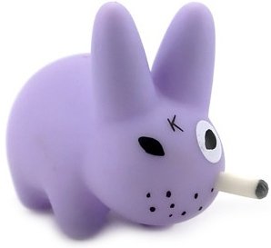 Lilac Smorkin Labbit figure by Frank Kozik, produced by Kidrobot. Front view.
