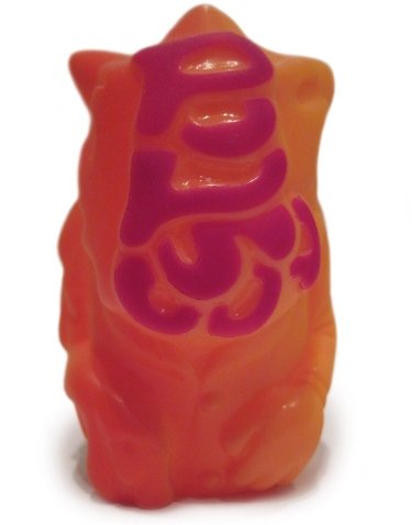 PopSoda Finger Puppet - Orange w/ Matte Magenta figure by Hossy, produced by Popsoda. Front view.