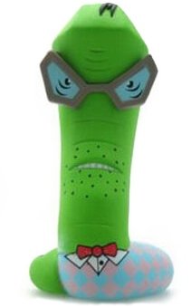 Irving the Brain figure by Frank Kozik, produced by Kidrobot. Front view.