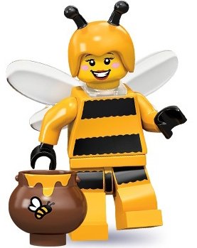 Bumblebee Girl figure by Lego, produced by Lego. Front view.