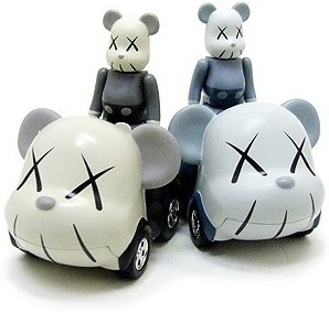 KAWS 50% ChoroQ Be@rbrick Set figure by Kaws, produced by Medicom Toy. Front view.