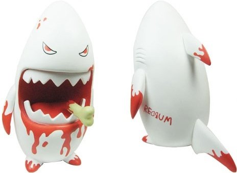 Redrum Sharky figure by Frank Kozik, produced by Toyqube. Front view.