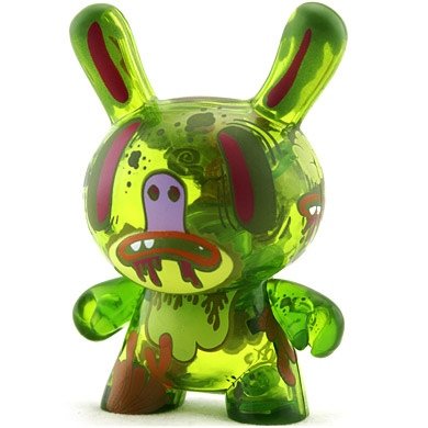 Koa Dunny Clear Green figure by Koa, produced by Kidrobot. Front view.