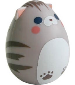 Tamago Nyanko - Tora figure, produced by Cube Works. Front view.
