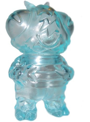 Micro Boris the Bee - Clear Teal figure by Bwana Spoons, produced by Gargamel. Front view.