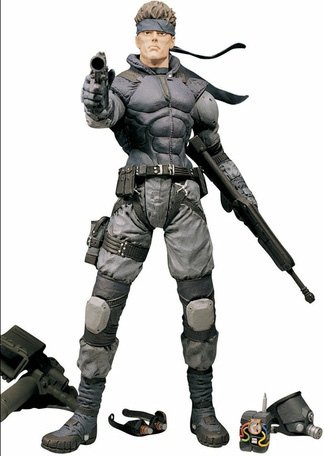 Solid snake figure by Todd Mcfarlane, produced by Mcfarlane Toys. Front view.