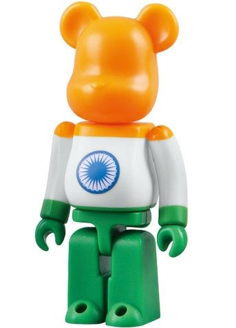 India - Flag Be@rbrick Series 18 figure, produced by Medicom Toy. Front view.