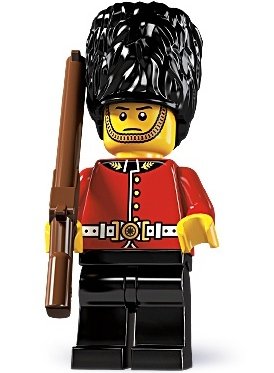 Royal Guard figure by Lego, produced by Lego. Front view.