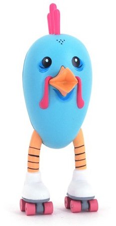 Roller Bird figure by Ryan Bubnis, produced by Kidrobot. Front view.