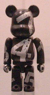 strange number black - Be@rbrick figure by Ryu Akashi, produced by Medicom Toy. Front view.