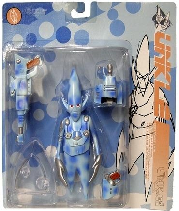Unkle 77  figure by Ben Drury X Futura 2000, produced by Mo Wax Toy Division. Front view.