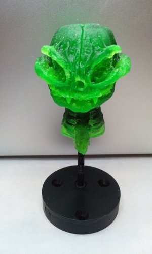 Budcat Skeleton - Green / Black figure by Scott Wilkowski. Front view.