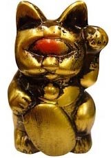 Mini Fortune Cat - Gold & Black figure by Mori Katsura, produced by Realxhead. Front view.