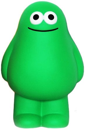 Amos Generic Character - Green  figure by James Jarvis, produced by Amos Toys. Front view.