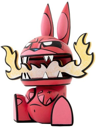 Chaos Minis - Fire-Cat Bunny figure by Joe Ledbetter, produced by The Loyal Subjects. Front view.