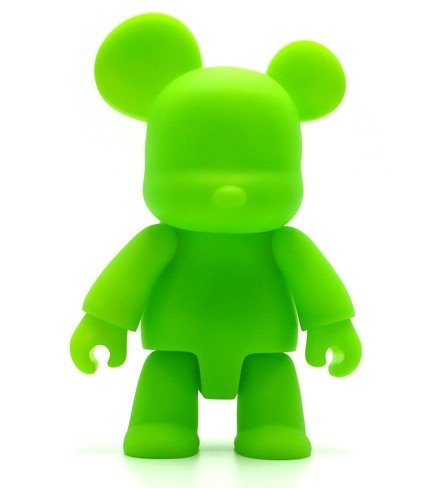Bear Qee - Green GID DIY  figure, produced by Toy2R. Front view.