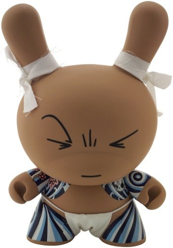 Donyoku figure by Huck Gee, produced by Kidrobot. Front view.