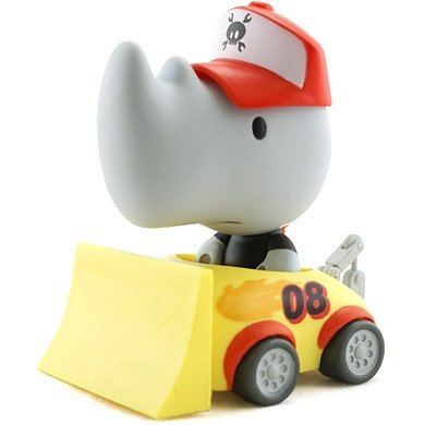 Ed Towtruck figure by Paul Budnitz, produced by Kidrobot. Front view.