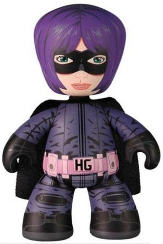 Hit-Girl figure, produced by Mezco Toyz. Front view.