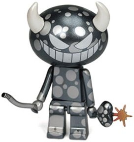 Sket-Bots Series 1 - Grey Horns figure by Sket One, produced by Kidrobot. Front view.