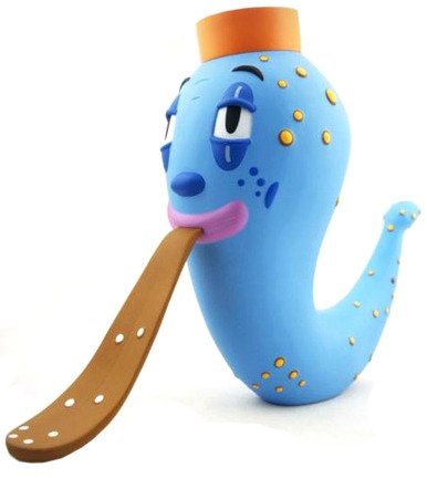 Slugilicious - blue figure by Gary Baseman, produced by Arts Unknown. Front view.