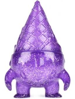 Milton - Clear purple glitter - unpainted figure by Brian Flynn, produced by Super7. Front view.
