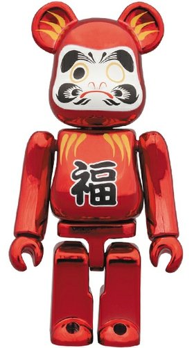 Daruma Be@rbrick 100% figure by Tokyo Sky Tree, produced by Medicom Toy. Front view.