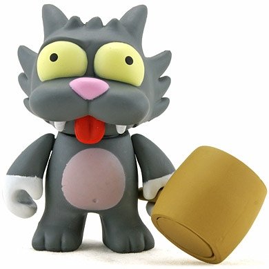 Scratchy figure by Matt Groening, produced by Kidrobot. Front view.