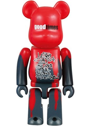 Good Times Be@rbrick 100% figure by Pal Wong X Pazo Art, produced by Medicom Toy. Front view.