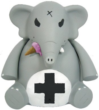 Bomb Jr - BlackCross Evil  figure by Frank Kozik, produced by Toy2R. Front view.