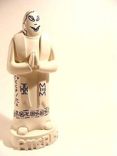 Priest figure by Mark Gonzales, produced by Mo Wax. Front view.