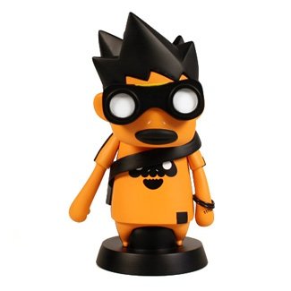 Dumb Dummy - Orange figure by Toby Hk, produced by Kaching Brands. Front view.