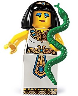 Egyptian Queen figure by Lego, produced by Lego. Front view.