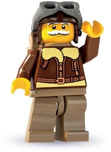 Pilot figure by Lego, produced by Lego. Front view.