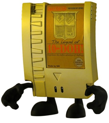 The Legend of 10-DOH! (Gold Chase)  figure by Nate Mitchell, produced by Squid Kids Ink. Front view.