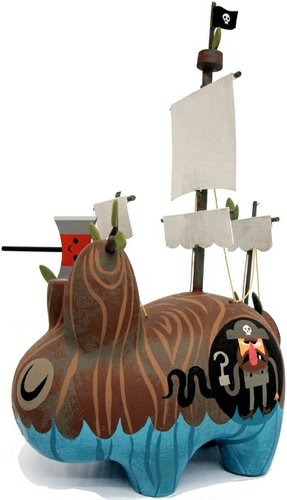 Wood Labbit - Pirate Ship figure by Amanda Visell. Front view.