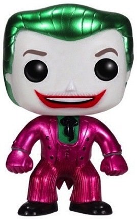 The Joker 1966 - Metallic POP! figure by Dc Comics, produced by Funko. Front view.