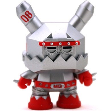 Mecha Dunny figure by Frank Kozik, produced by Kidrobot. Front view.
