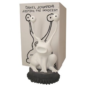 Jeremiah The Innocent in White figure by Daniel Johnston, produced by At Arms. Front view.