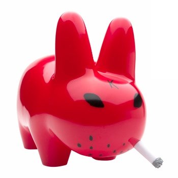 Lustre Gloss Labbit figure by Frank Kozik, produced by Kidrobot. Front view.