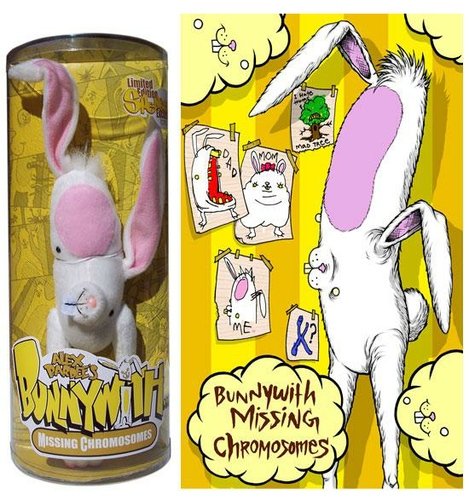 Bunnywith Missing Chromosomes figure by Alex Pardee. Front view.