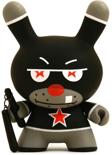 Nunchucks figure by Frank Kozik, produced by Kidrobot. Front view.