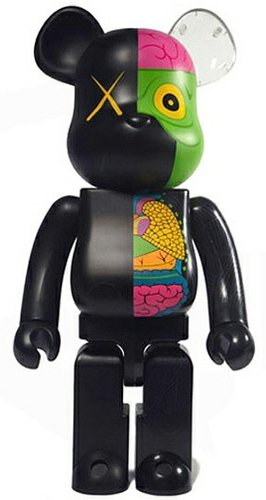 Dissected Companion Be@rbrick 1000% - Black figure by Kaws, produced by Medicom Toy. Front view.