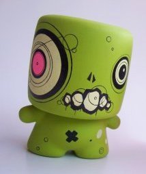 Green Marshmallow Custom figure by Squidnik. Front view.