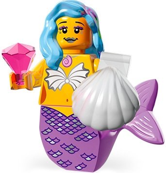 Marsha Queen of The Mermaids figure by Lego, produced by Lego. Front view.