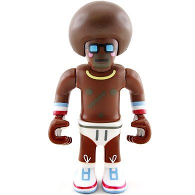 Mrq figure by Eboy, produced by Kidrobot. Front view.
