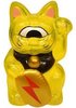 Mini Fortune Cat - Clear Yellow w/ Red Lightning Bolt