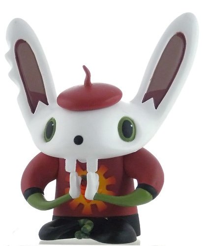 BunniGuru figure by Nathan Jurevicius, produced by Flying Cat. Front view.