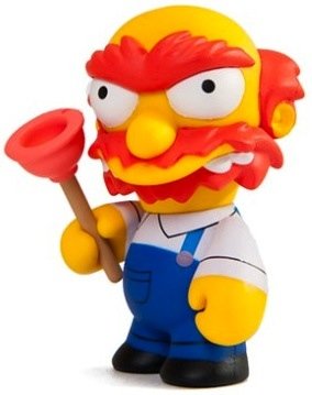 Groudskeeper Willie figure by Matt Groening, produced by Kidrobot. Front view.